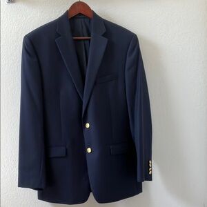 Ralph Lauren Blue Sport Coat Blazer 40R 100% Wool Gold buttons